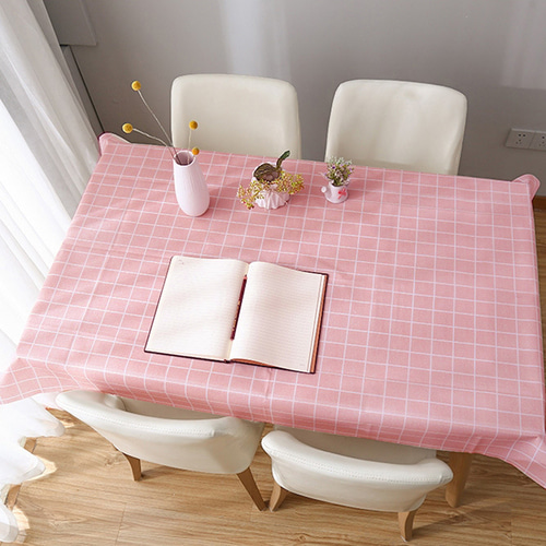 홈러브 격자무늬 식탁보(핑크) (90x137cm)