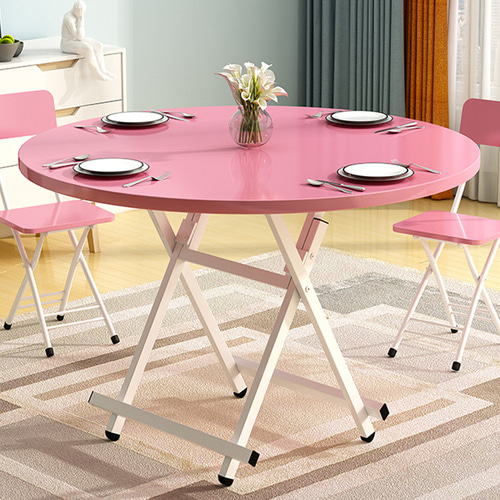 접이식 원형 테이블 (핑크)