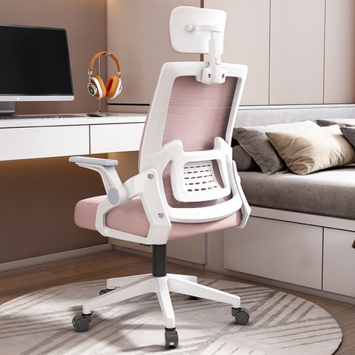 사무용 컴퓨터 의자 (화이트+핑크)