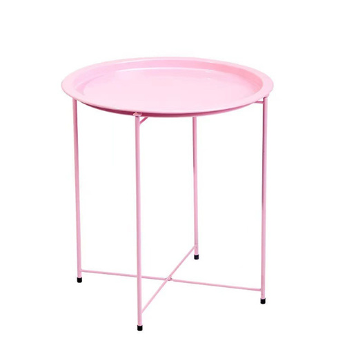 비비드 스틸 원형 사이드 테이블 (핑크)