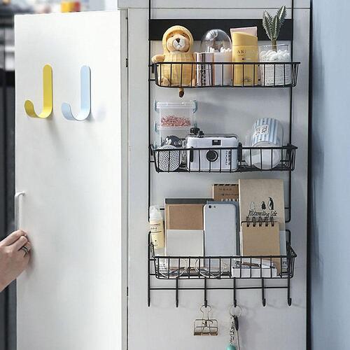 냉장고걸이 3단 스틸 수납선반(블랙) 냉장고거치대