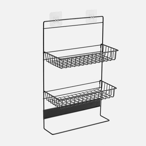 냉장고걸이 2단 스틸 수납선반(블랙)