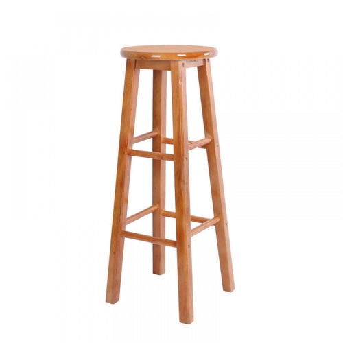 간단조립식 라운드바 원목 의자(60cm) (브라운)