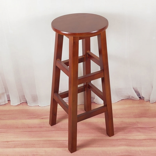 간단조립식 라운드바 원목 의자(80cm) (월넛)
