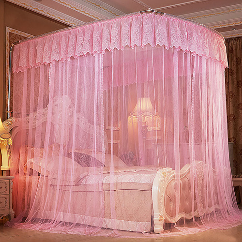 샤르망 캐노피 침대 모기장(150x200cm) (핑크)