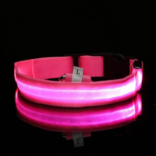 LED 애견 강아지 목줄(L) (핑크) 야간산책 불빛목줄