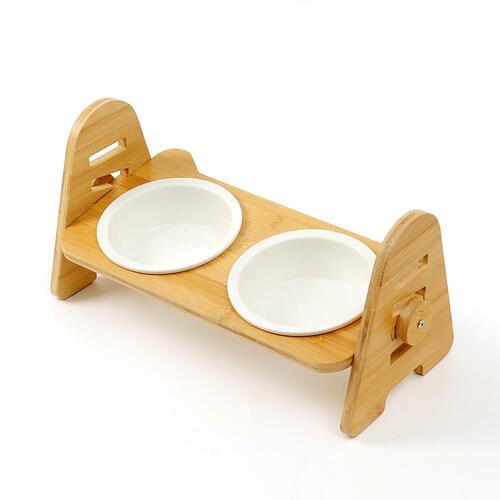 반려동물 높이조절 도자기 식기(2구) 고양이밥그릇